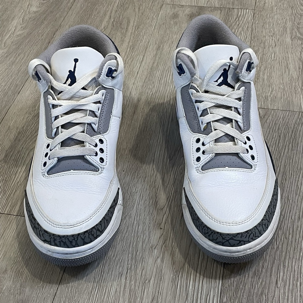 Air Jordan 3 Retro Sneakers Mens Size 8 Midnight White Navy